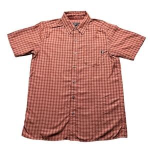 Marmot Elridge Plaid Pocket Mens Medium Short Sleeve Shirt Red UPF 20 Polyester